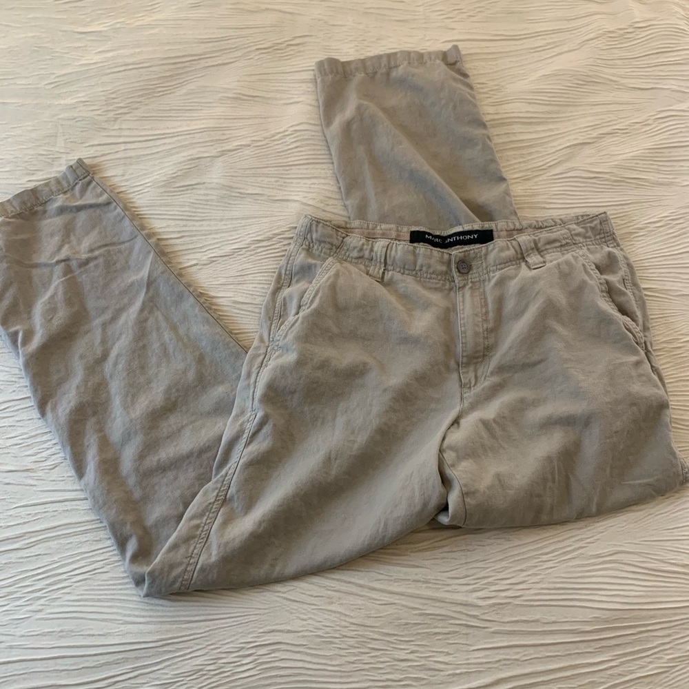 Marc Anthony Cotton/Linen Blend Loose Fit Trousers w/ Drawstring, size 34x34